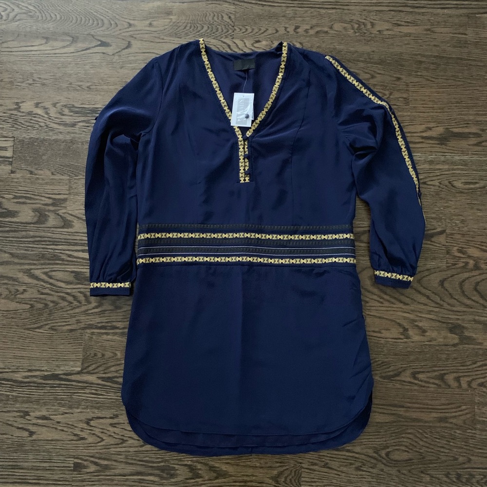 Intermix Silk Dress with Embroidered Detail